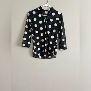 Gently Used Black and White Polka Dot Blouse - Size M